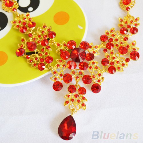 Bộ Dây Chuyền / Bông Tai Bằng Hợp Kim Vàng Đỏ Cho Cô Dâu