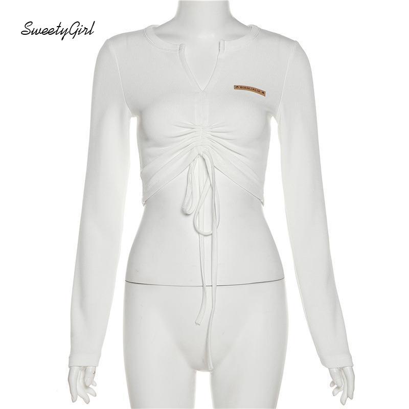 Áo Thun Tay Dài Cổ Chữ V Màu Trơn Dáng Ôm Thời Trang 2022 Quyến Rũ Cho Nữ