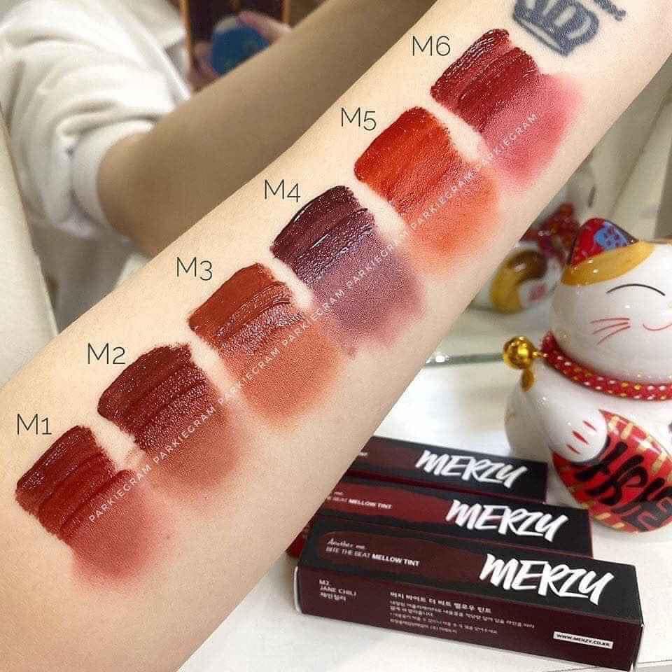 Bảng màu #Merzy #MELLOW #Tint xứng đáng để cạnh tranh với #BlackRouge luôn rồi đó chị em, chất lượng đè số lượng luôn