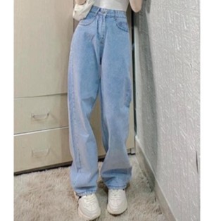 Quần bò nữ - quần jeans ống rộng lưng cao, vải bò dày đẹp , không giãn ,dáng suông | BigBuy360 - bigbuy360.vn
