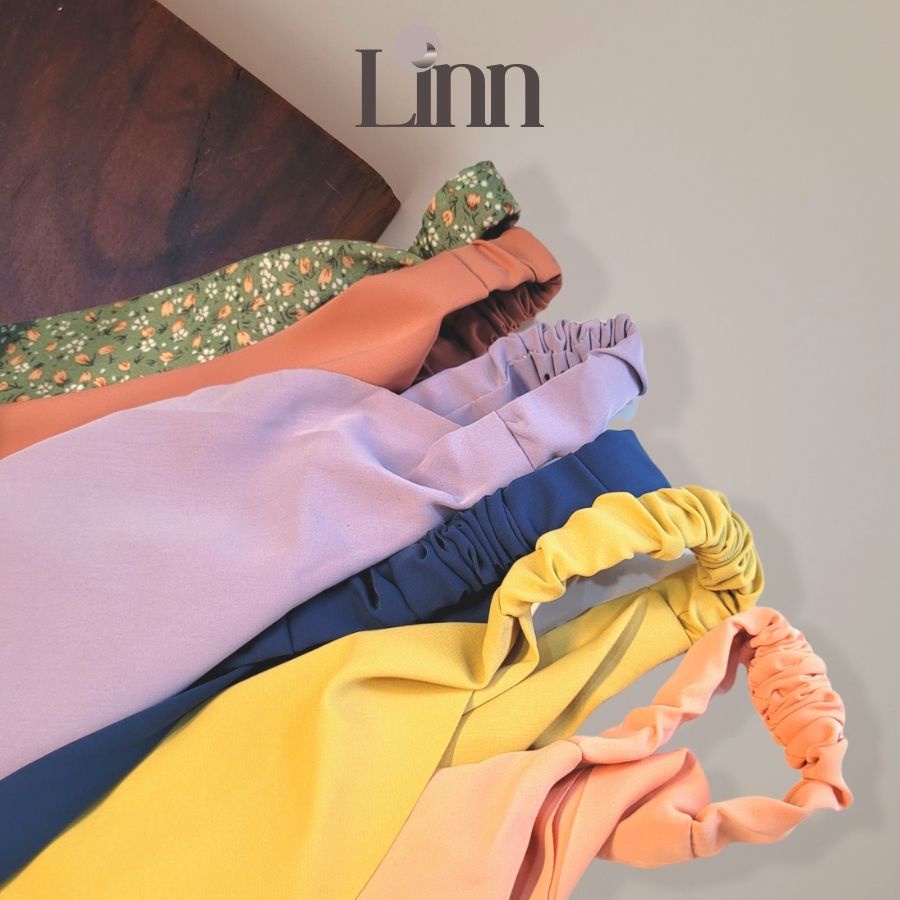 Khăn turban, cột tóc lụa tam giác trơn kiểu Hàn Quốc Linn phụ kiện thời trang