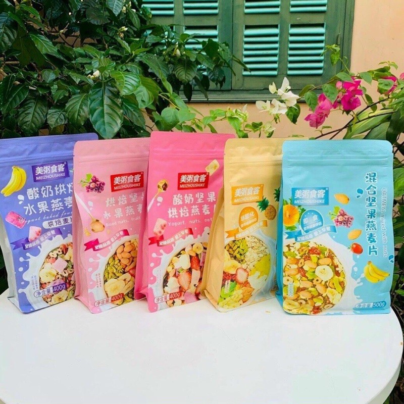 [Combo 5 Màu] Ngũ Cốc Sữa Chua Hoa Quả Meizhoushike 400 - 500g