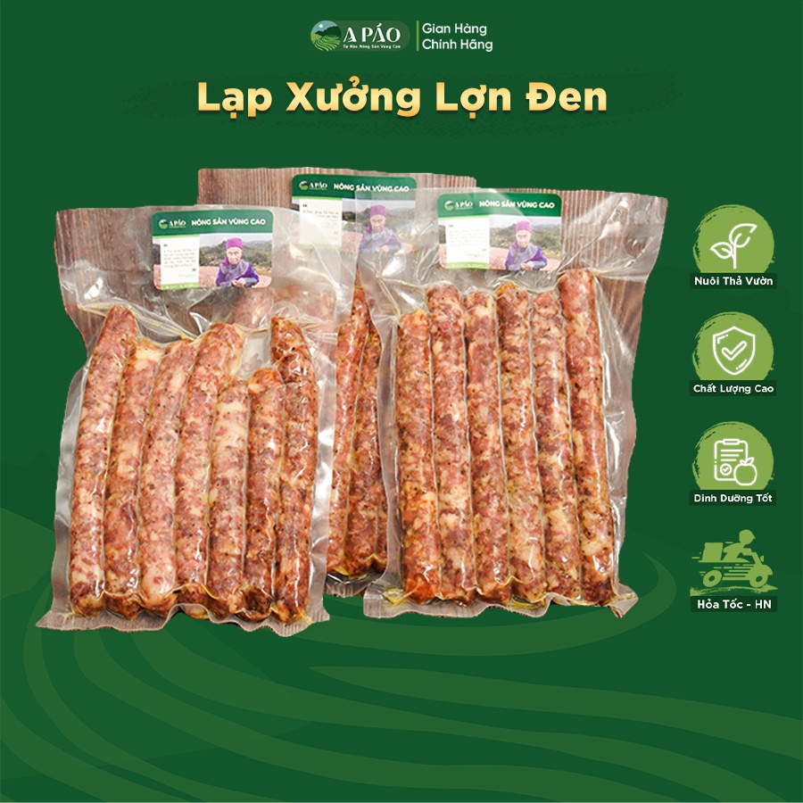 Lạp xưởng tươi A Páo 500gr 100% thịt lợn đen - Đặc sản Tây Bắc