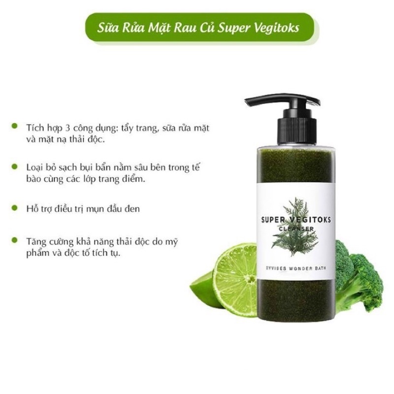 Sữa rửa mặt rau củ thải độc Super vegitoks cleanser Wonder bath - 300 ml chính hãng Hàn Quốc, | BigBuy360 - bigbuy360.vn