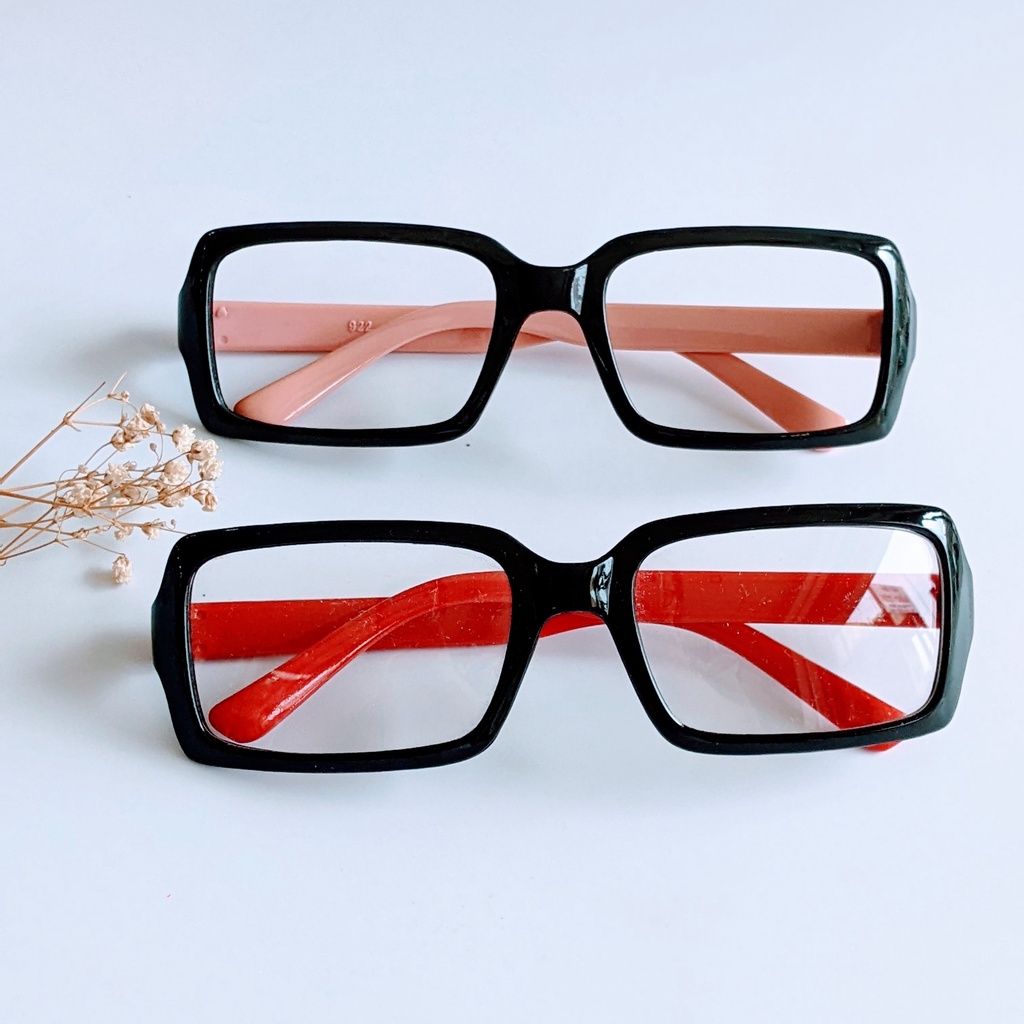 Gọng kính không tròng dáng mắt vuông càng kính to thời trang