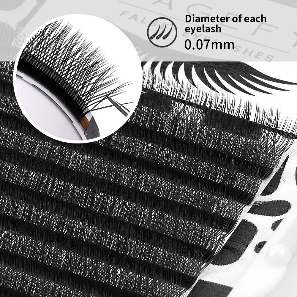 [Hàng mới về] Lông mi giả cong hình chữ C màu đen 8-13mm Magefy 0.07-Y