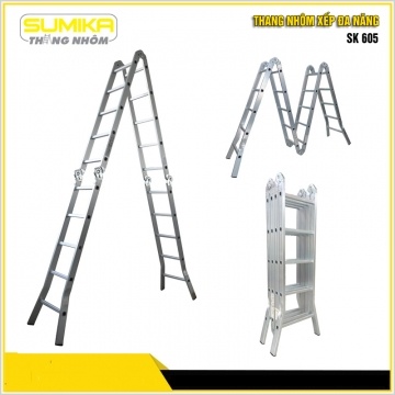 Thang Đa năng, Thang nhôm gấp 4 đoạn SUMIKA SK605 -BH 24 Tháng - Luôn Có Phụ Kiện Thay Thế