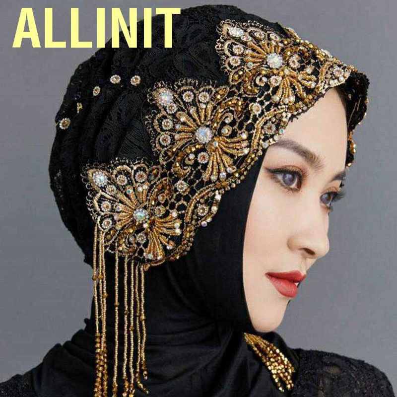 Mũ Trùm Đầu Phối Ren Hoa Phong Cách Hồi Giáo Cho Nữ