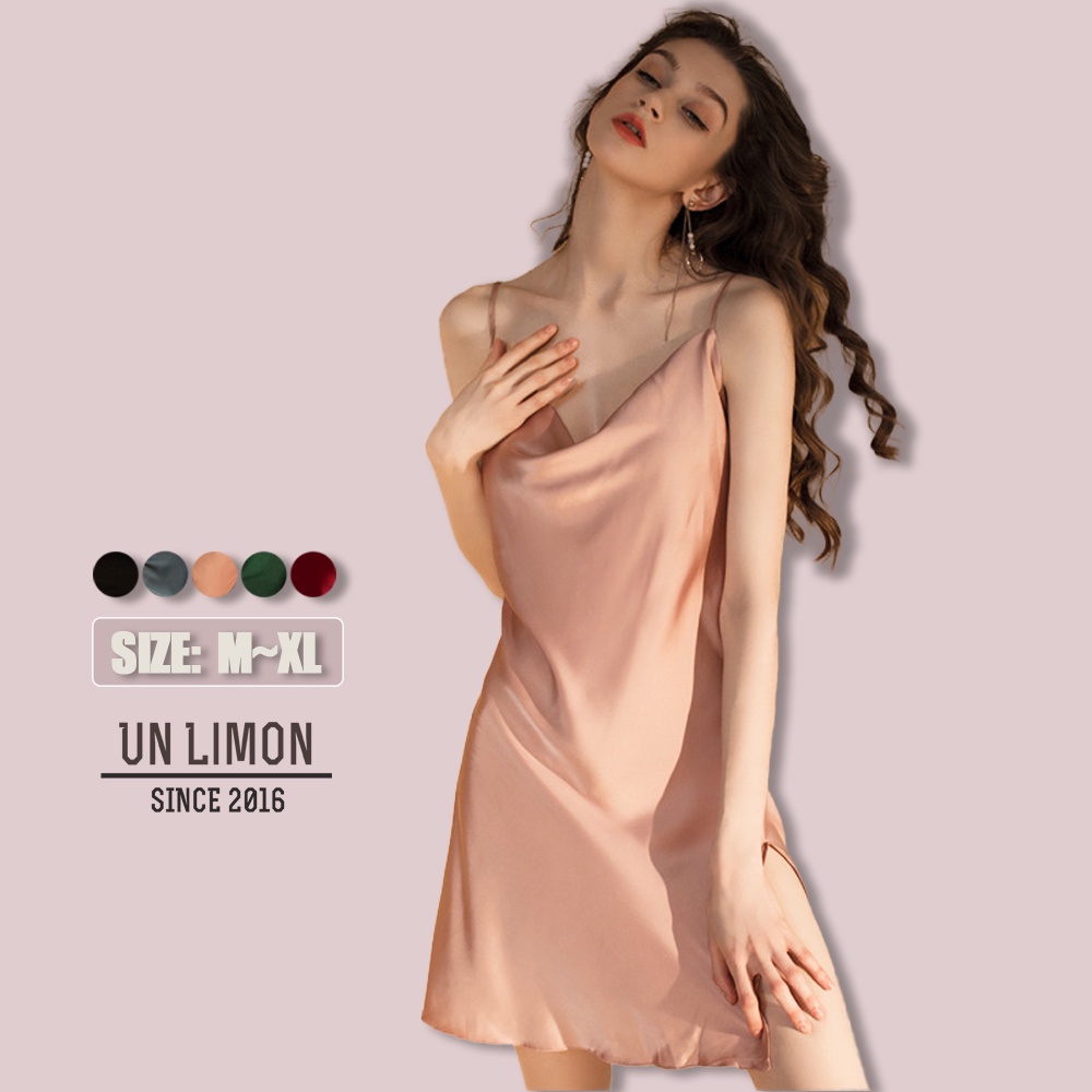 Đầm ngủ UNLIMON vải lụa băng satin quyến rũ