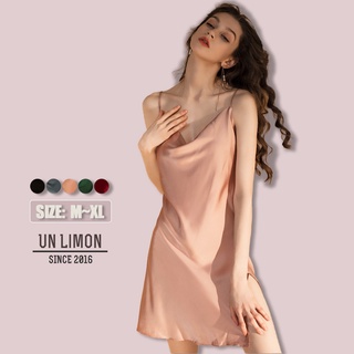 Đầm ngủ UNLIMON vải lụa băng satin quyến rũ