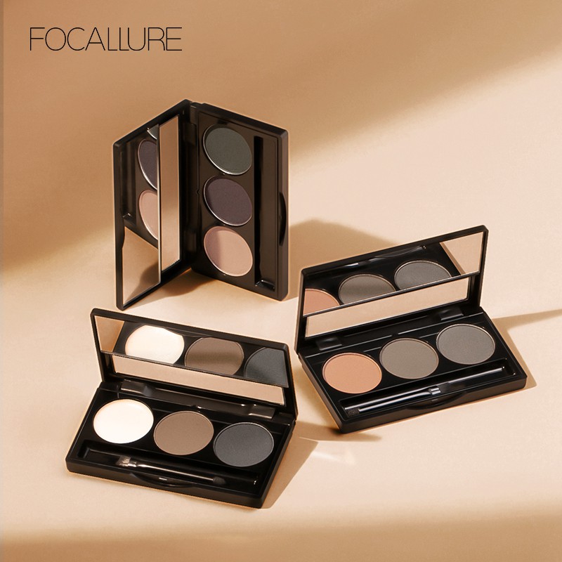 Bảng phấn FOCALLURE trang điểm chân mày với 3 màu tùy chọn có cọ 53g