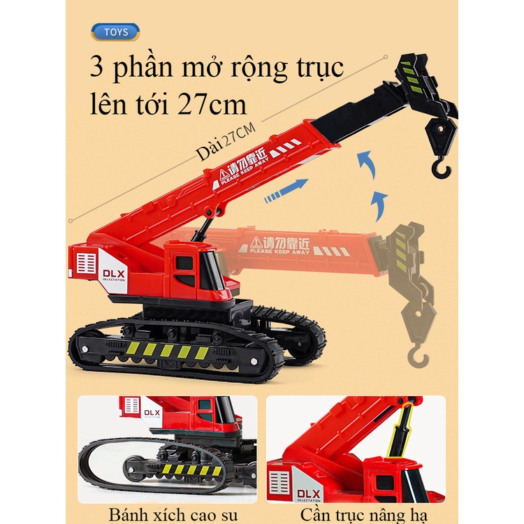 Đồ chơi mô hình xe cẩu tự hành kèm 4 khối gỗ KAVY xoay 360 độ bánh xích