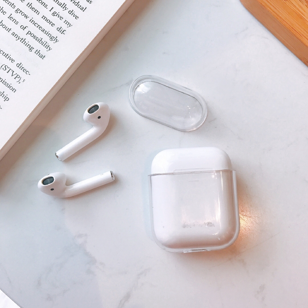 Vỏ bảo vệ hộp sạc tai nghe không dây Apple Airpods chất liệu PC cứng trong suốt