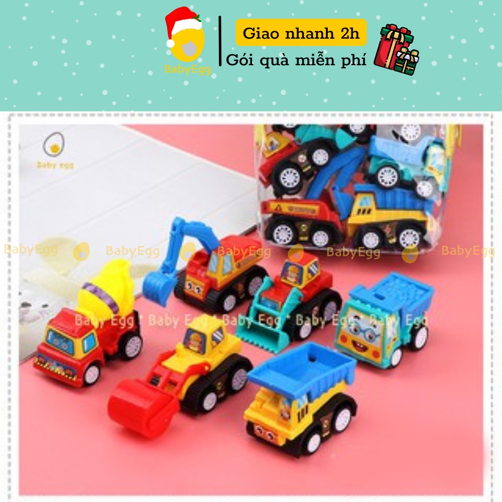 Set 6 ô tô nhỏ mini cứu hỏa xe taxi xe công trường chạy cót chạy trớn đà đồ chơi cho bé trai bé gái 1 2 3 4 5 6 7 tuổi