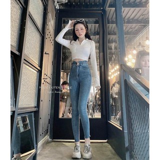 (sale) quần jean nữ lưng cao đai lệch hót trend (video+ảnh thật)