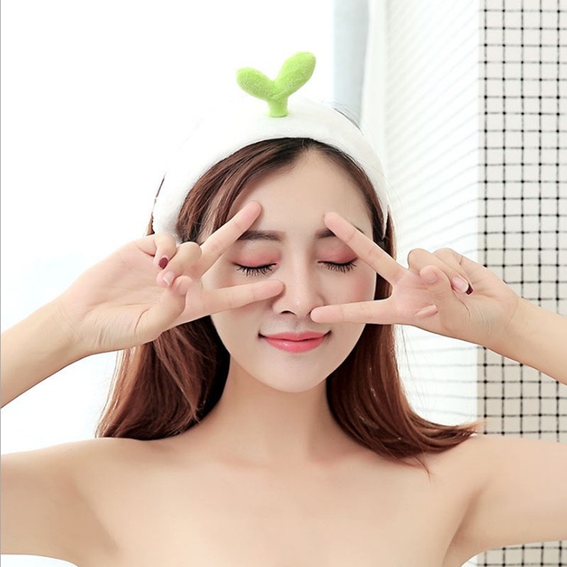 【kifli】Băng đô mầm cây, xương rồng chất vải nhung mềm mịn