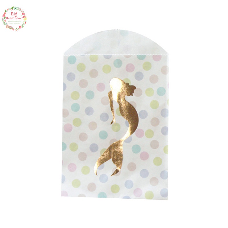 Set 12 Túi Giấy Đựng Kẹo Hình Kỳ Lân Và Nàng Tiên Cá Cho Tiệc Sinh Nhật / Đám Cưới