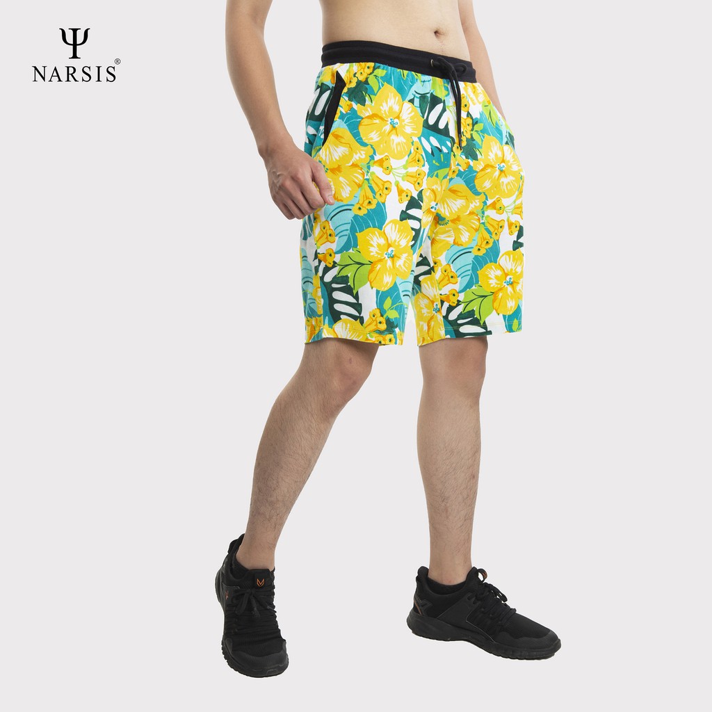 Quần Short nam Narsis S0007 in họa tiết hoa vàng