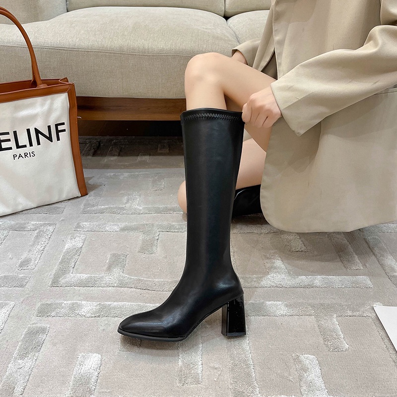 Giày Bốt Cao Gót Mũi Vuông Thời Trang Hàn Quốc Cho Nữ