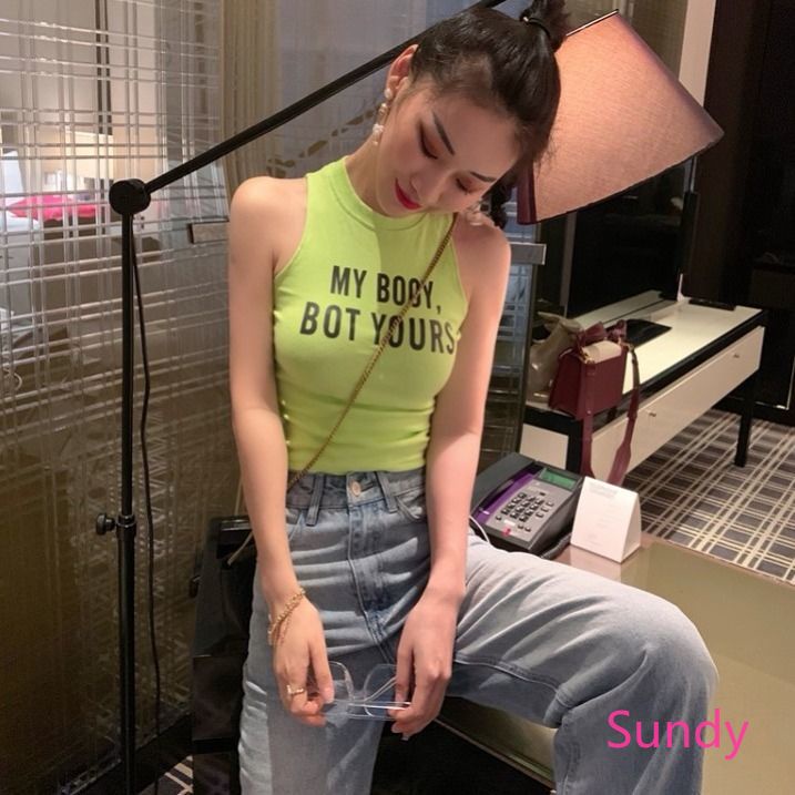 Áo Hai Dây In Chữ Quyến Rũ Thời Trang Hè Cho Nữ