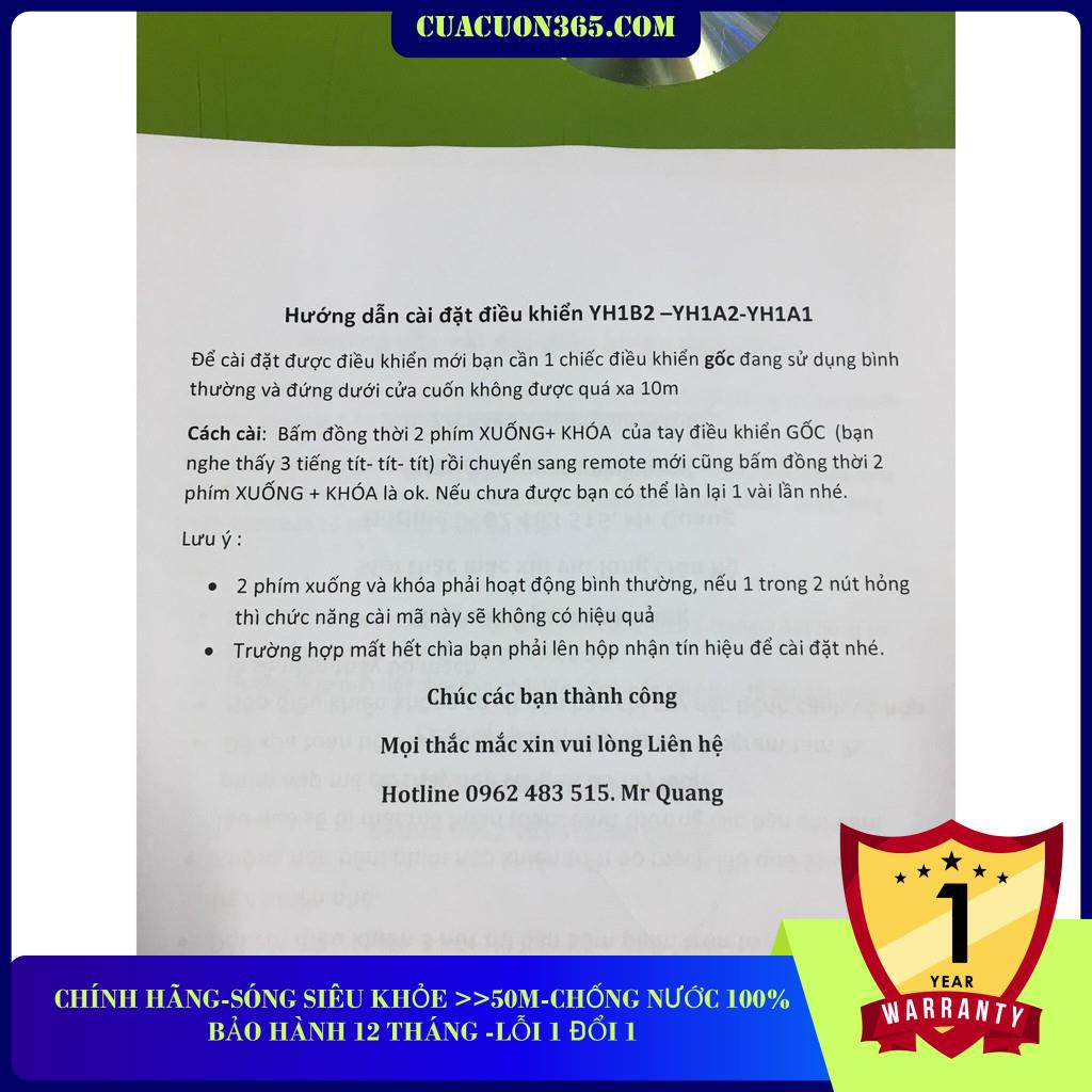 [Hàng chính hãng-Bảo hành 12 tháng] Điều khiển cửa cuốn mã nhảy YH-1B2 Sóng khỏe>>50m
