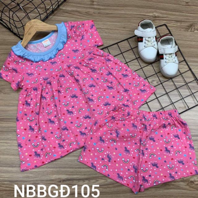 [20 Màu] Bộ ngắn babydoll thun cotton size đại siêu xinh cho bé gái từ 24 đến 40kg - Bộ quần áo bé gái