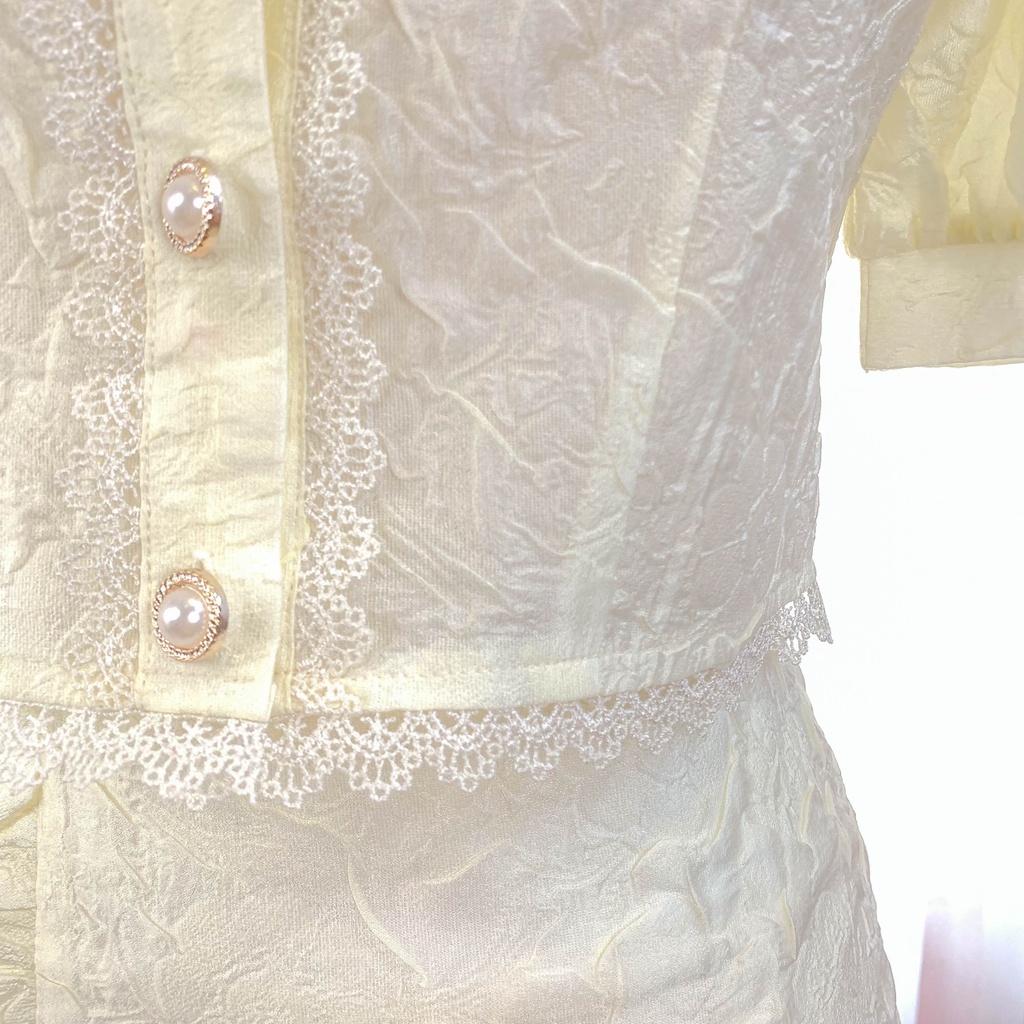 Set đồ Chillgals sơ mi tay bồng chân váy bèo SE-004