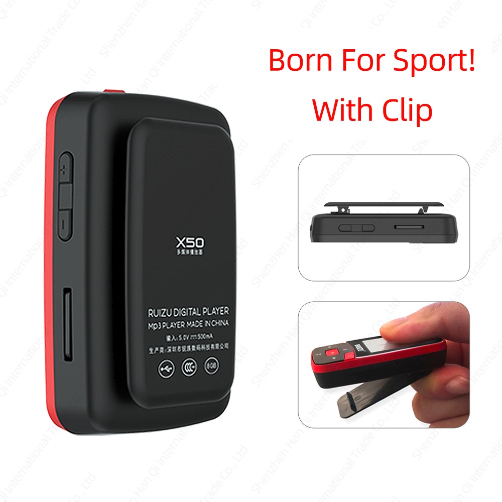 Máy Nghe Nhạc MP3 MP4 RUIZU X50 Bluetooth Kẹp Mini 8GB Tích Hợp Đài FM / Ghi Âm / Video