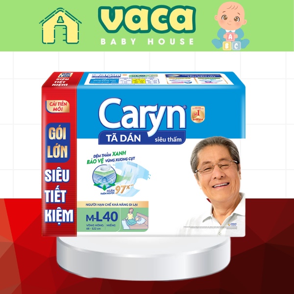 TÃ DÁN NGƯỜI GIÀ CARYN GÓI LỚN TIẾT KIỆM SIZE L40 MIẾNG (SIZE ML40 CŨ)