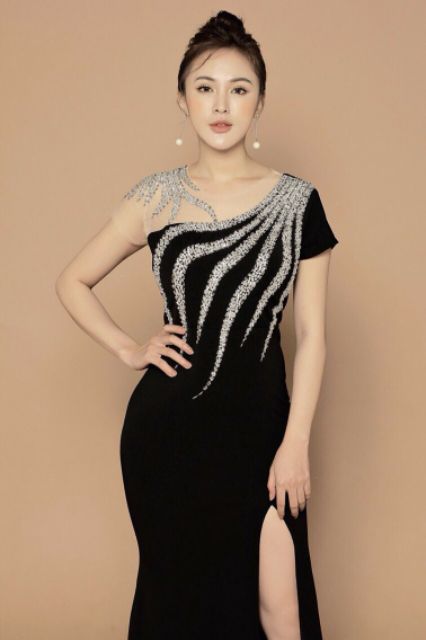 Đầm dạ hội đính hạt cao cấp kèm ảnh thật  tặng hoa tai thời trang xinh xắn
