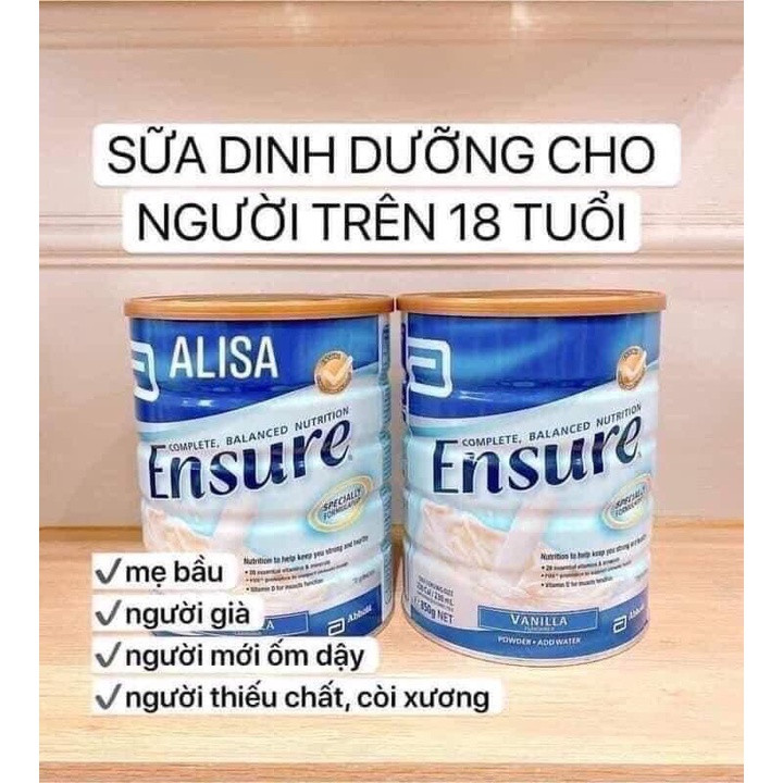 ENSURE ÚC - Sữa Bột Vanilla Ensure Úc 850GR - Sữa Tăng Cân Dành Cho Người Gầy [FREESHIP]