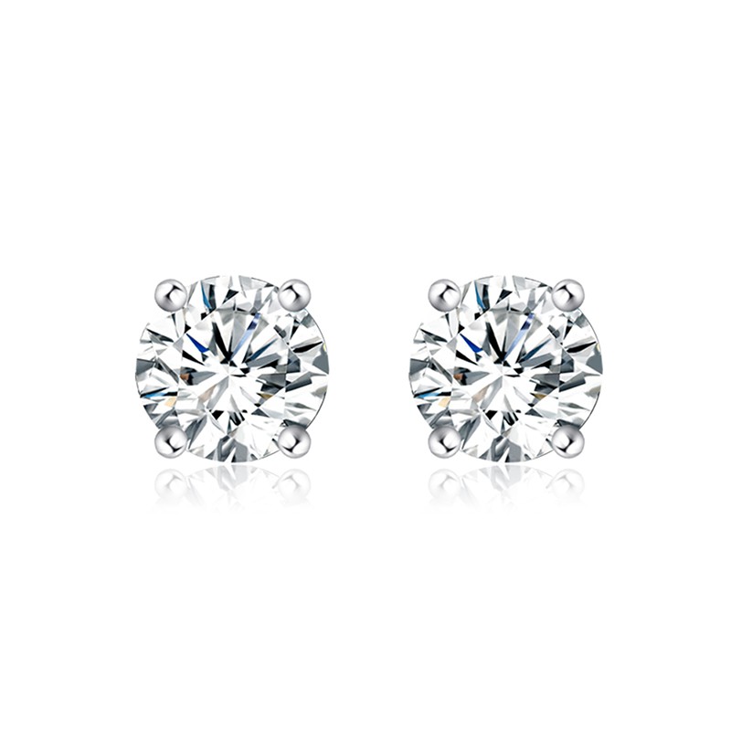 Khuyên tai đính đá zircon đơn siêu lấp lánh phong cách Hàn Quốc dễ phối đồ thời trang cho học sinh/nhân viên văn phòng