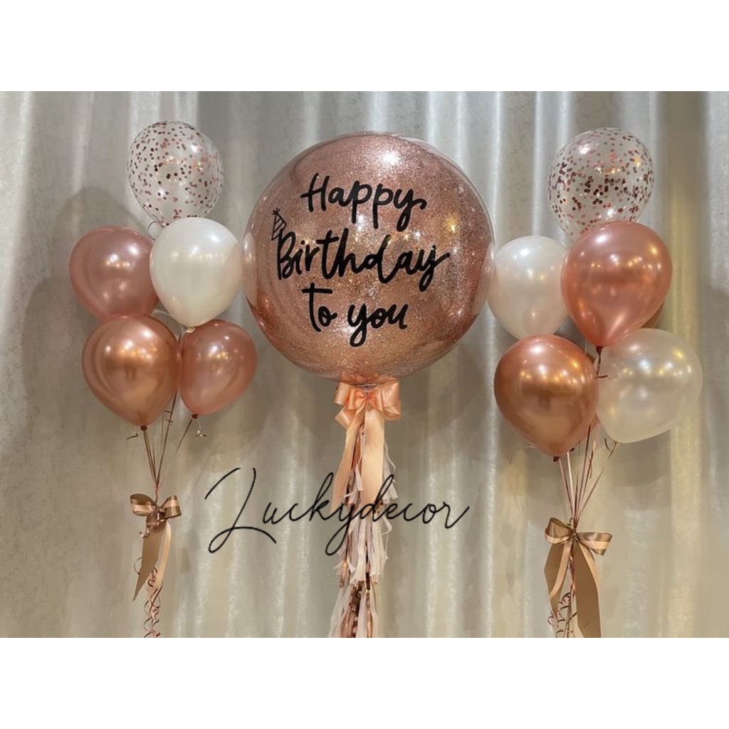Bóng Bay Nhũ In Tên Màu Rose Gold JJ09