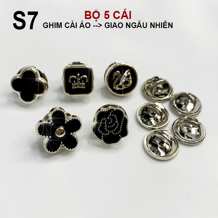 Set 3 Cái Trâm Cài áo hình hạt châu cao cấp kiểu phụ kiện trang trí charm cài sang trọng , Set 5 Pin cài áo nhỏ S02