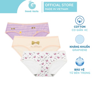 Set 3 quần chip bé gái cotton kháng khuẩn ngừa viêm nhiễm Good Girls quần lót cho bé gái dáng tam giác Tippi