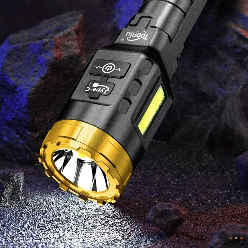 Đèn Pin Led COB Hai Bóng Có Thể Sạc Lại Dùng Cho Cắm Trại Ngoài Trời