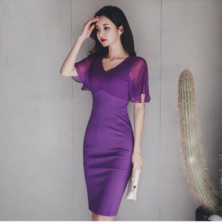 Hàng nhập - đầm body phối voan cao cấp qc