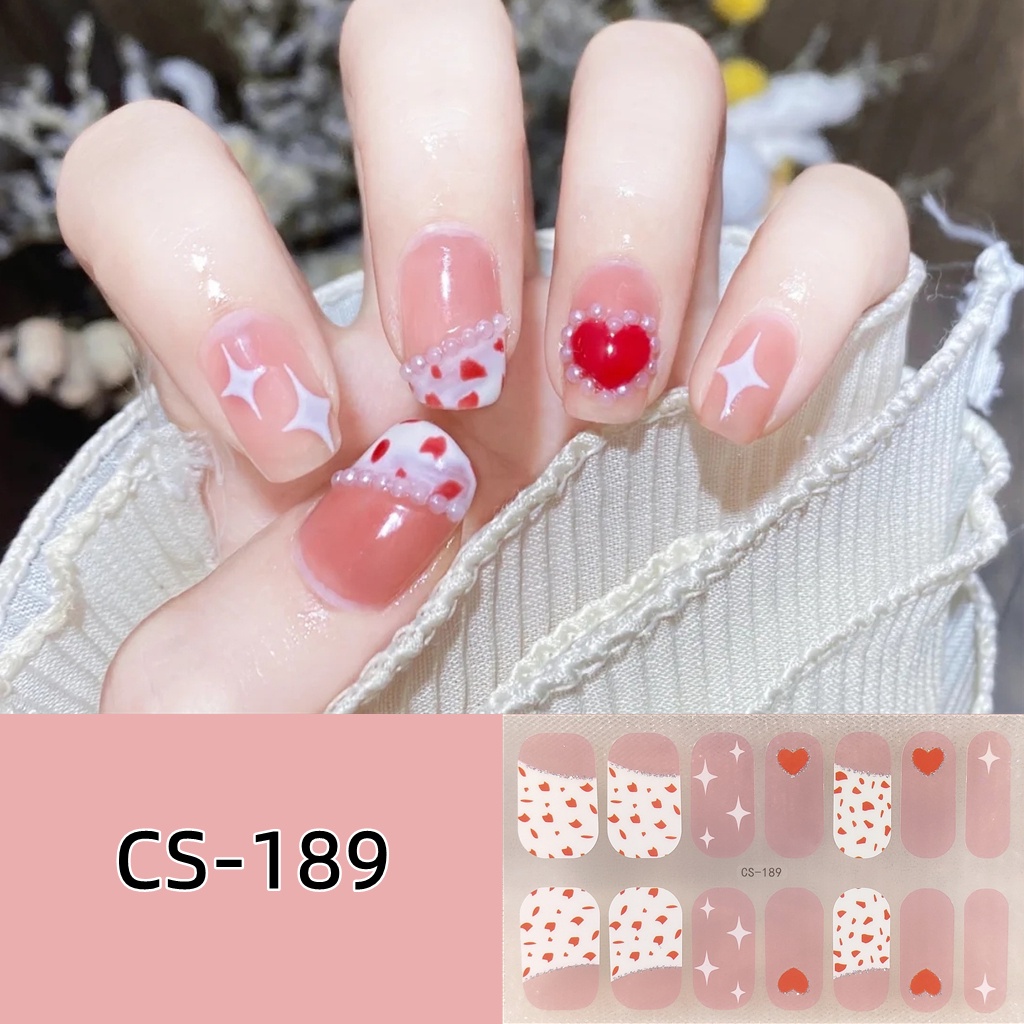 Bộ 14 Miếng Dán Móng Tay Không Độc Hại Chống Nước Họa Tiết Hoạt Hình Dễ Thương Cho Nữ