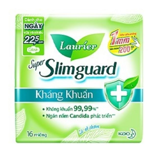 Laurier Super Slimguard Kháng khuẩn 22.5cm 8 miếng