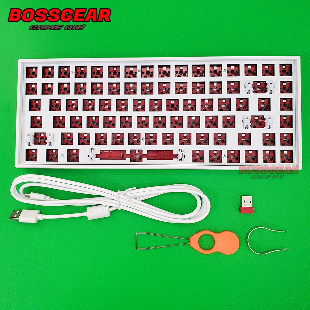 Bộ KIT DIY F84 White RGB 3 chuẩn kết nối type-c 2.4G Bluetooth 5.0 Hotswap 5 pin có mút tiêu âm Pin 6000Mah