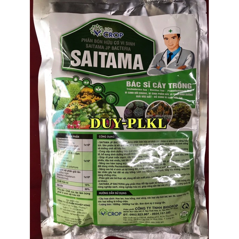 PHÂN BÓN HỮU CƠ VI SINH SAITAMA JB BACTERIA TÚI 1 KG.