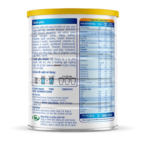 [HỘP 1.7KG] Sữa Bột Abbott Grow 4 Hươu Cao Cổ Cho Bé - Singapore