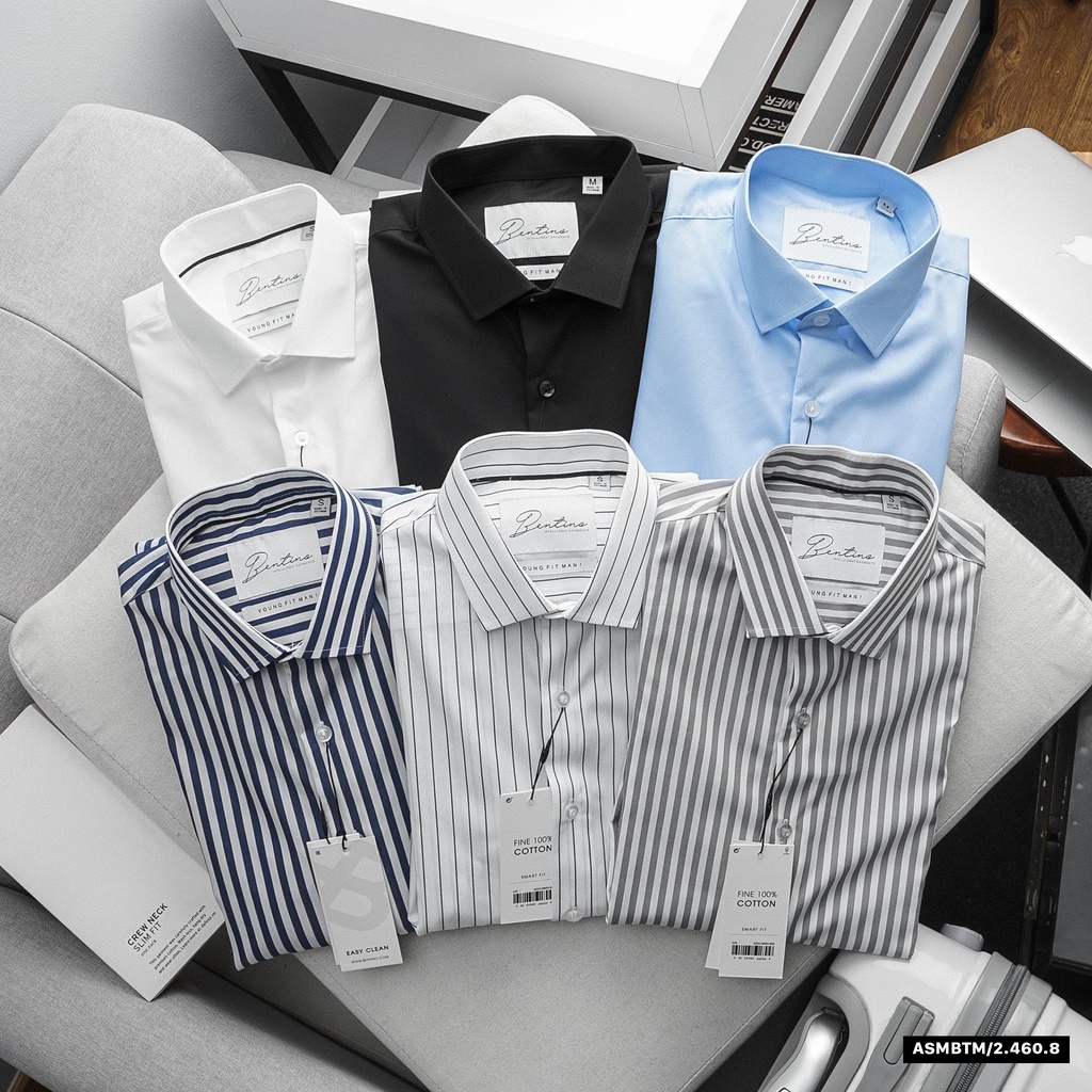 Áo sơ mi nam dài tay trẻ trung với chất liệu kate mịn mát, form slim fit 8773