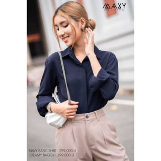 Áo sơ mi nữ tay dài công sở navy basic shirt Maxy Workshop