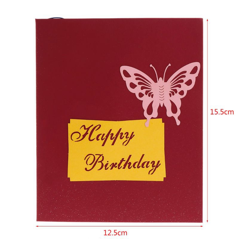 3D Pop Up Greeting Card Happy Birthday Cake Music LED Postcard With Envelope