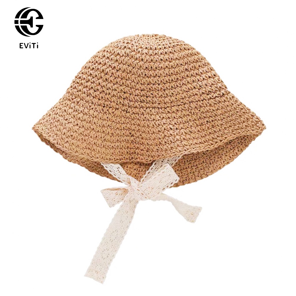 Mũ cói trẻ em  -  Mũ cói kèm dây buộc cằm  cho bé đi chơi đi biển, phong cách vintage