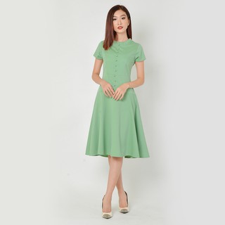 Đầm Xòe Công Sở Thời Trang Eden Phối Nút - D330