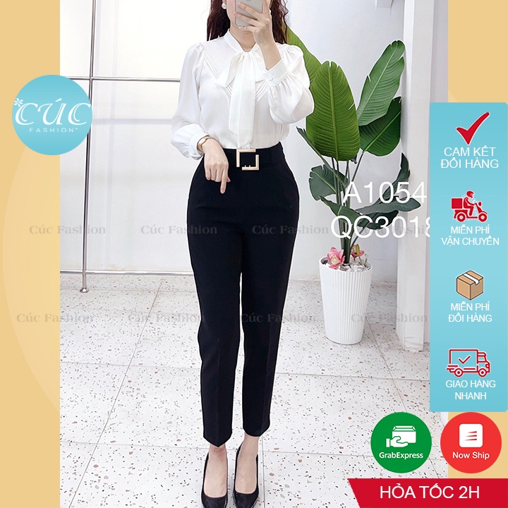 Áo sơ mi nữ CÚC FASHION somi tay ngắn cao cấp vải lụa đẹp kiểu công sở trắng nhiều màu áo cộc tơ bèo tam giác A1162