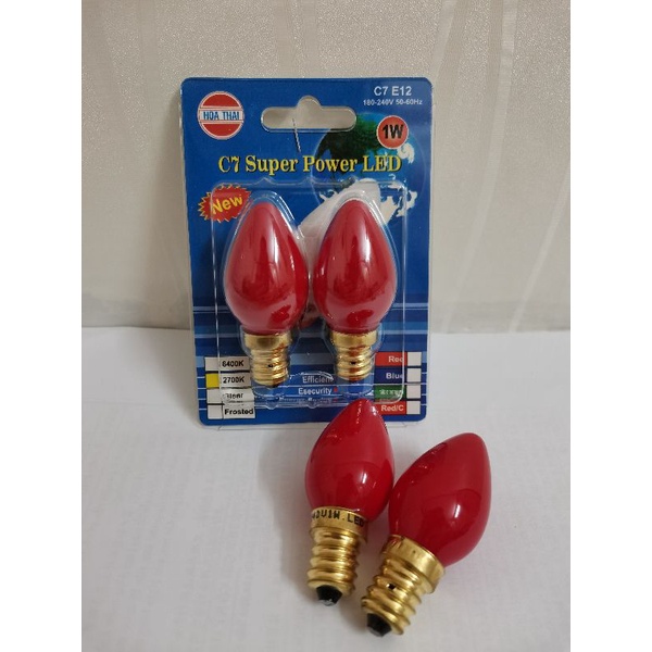 BÓNG TRÁI ỚT LED 1W - HÒA THÁI (2 BÓNG/VĨ)