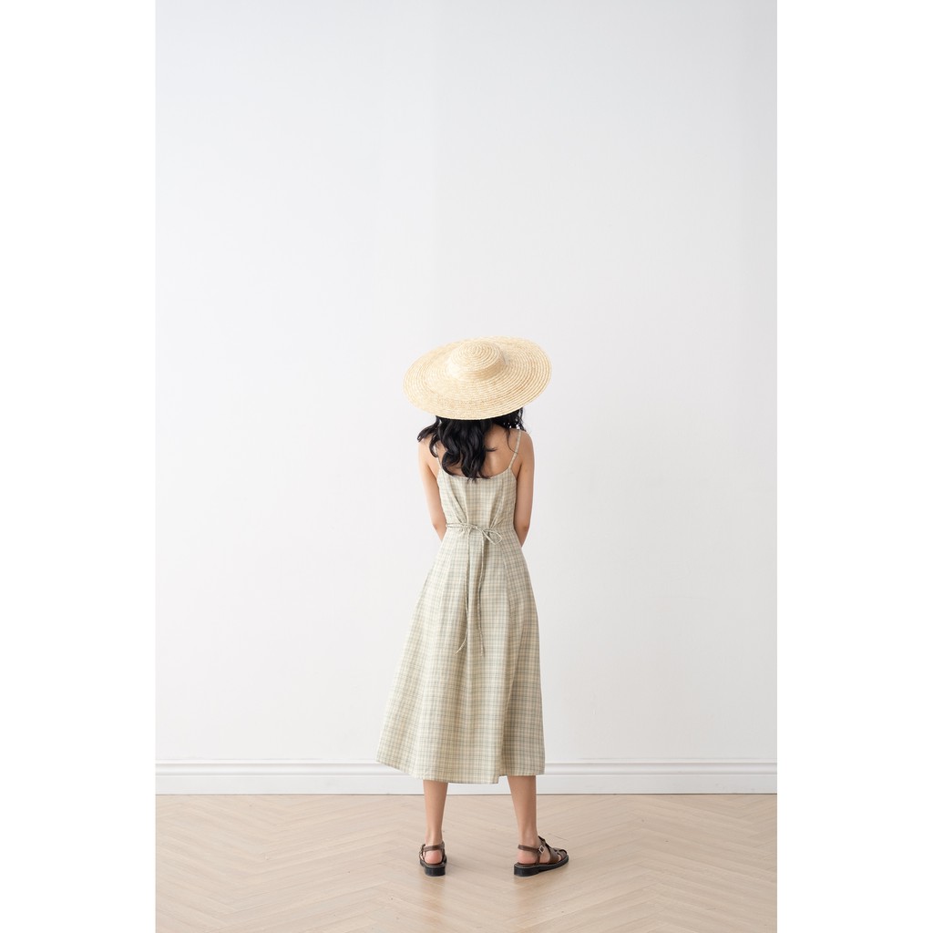 Váy hai dây kẻ caro xanh trắng Naked By V - Liti Dress (Xanh)